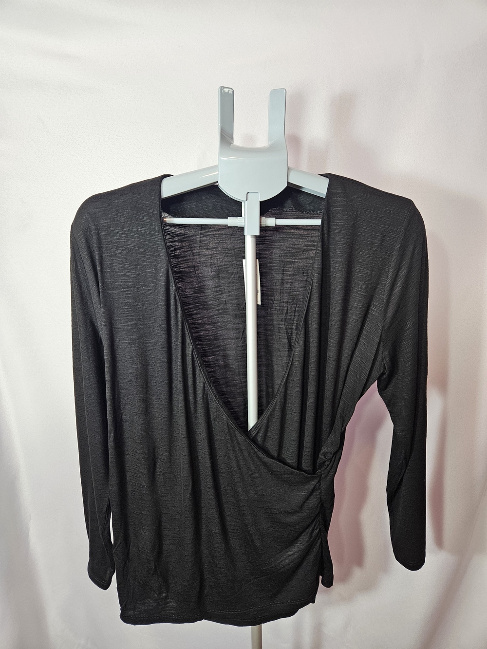 White House Black Market Black Wrap-Style V-Neck Blouse